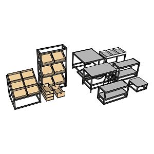 Modern shelf for fruit store 3d model