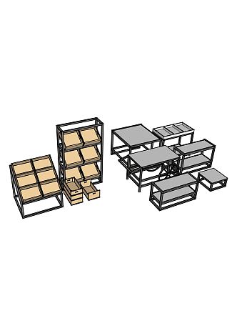 Modern shelf for fruit store 3d model