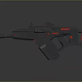 Futuristic Sci Fi Weapon Black Red Accents Tactical Scope And Modern Design