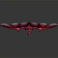 Detailed Red Dragon 3D Model With Spread Wings Horns And Scales