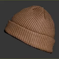 Orange Ribbed Knit Beanie Hat with White Label and Soft Winter Texture 3d model