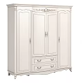 Classic White Wardrobe With Carved Details Four Doors And Bottom Drawers