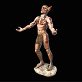 Tribal Style Game Movie Character With Chest Tattoos Headpiece And Stone Base Arms Outstretched