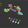 White Cloud Like Objects Floating On Gray Background With Reflections 3D Rendering