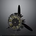 Aerospace Propulsion System 3D Model Featuring Metal Coils and Propeller Blades