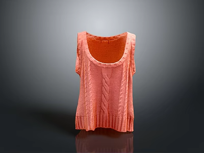 Pink Sleeveless Cable Knit Sweater with Tank Top Style and Soft Texture 3d model