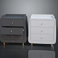Modern Dark Gray And Light Gray Nightstands With Three Drawers Gold Knobs And Wooden Legs