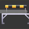 Modern Bench With Yellow Black Striped Armrests And V Shaped Pattern Seat On Metal Frame
