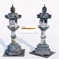 Traditional Stone Outdoor Lanterns With Decorative Ornate Top And Base For Garden