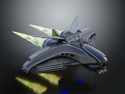 Futuristic Cosmic Spaceship With Sleek Aerospace Design And Illuminated Propulsion Elements 3d model
