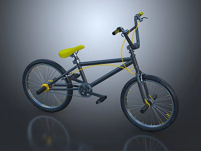 Stylish Modern BMX Bike With Black Frame Yellow Accents And Spoked Wheels 3d model