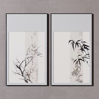 New Chinese Plant Painting Decorative Hanging Painting 3d model