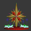 Eye Catching Star Shaped Photo Spot With Red Gold Design And Colorful Decorations