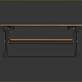 Modern Standing Desk with Solid Wooden Tabletop and Black Metal Frame Design