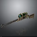 Rustic Weapon With Wooden Grip Metal Barrel Green Wrapped Accents And Handcrafted Design