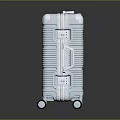 White Hard Shell Suitcase With Striped Pattern And Rolling Wheels For Travel Use 3d model