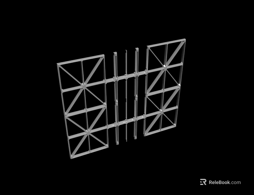 Industrial Metal Lattice Frame Structure With Cross Bars And Support Beams 3d model 