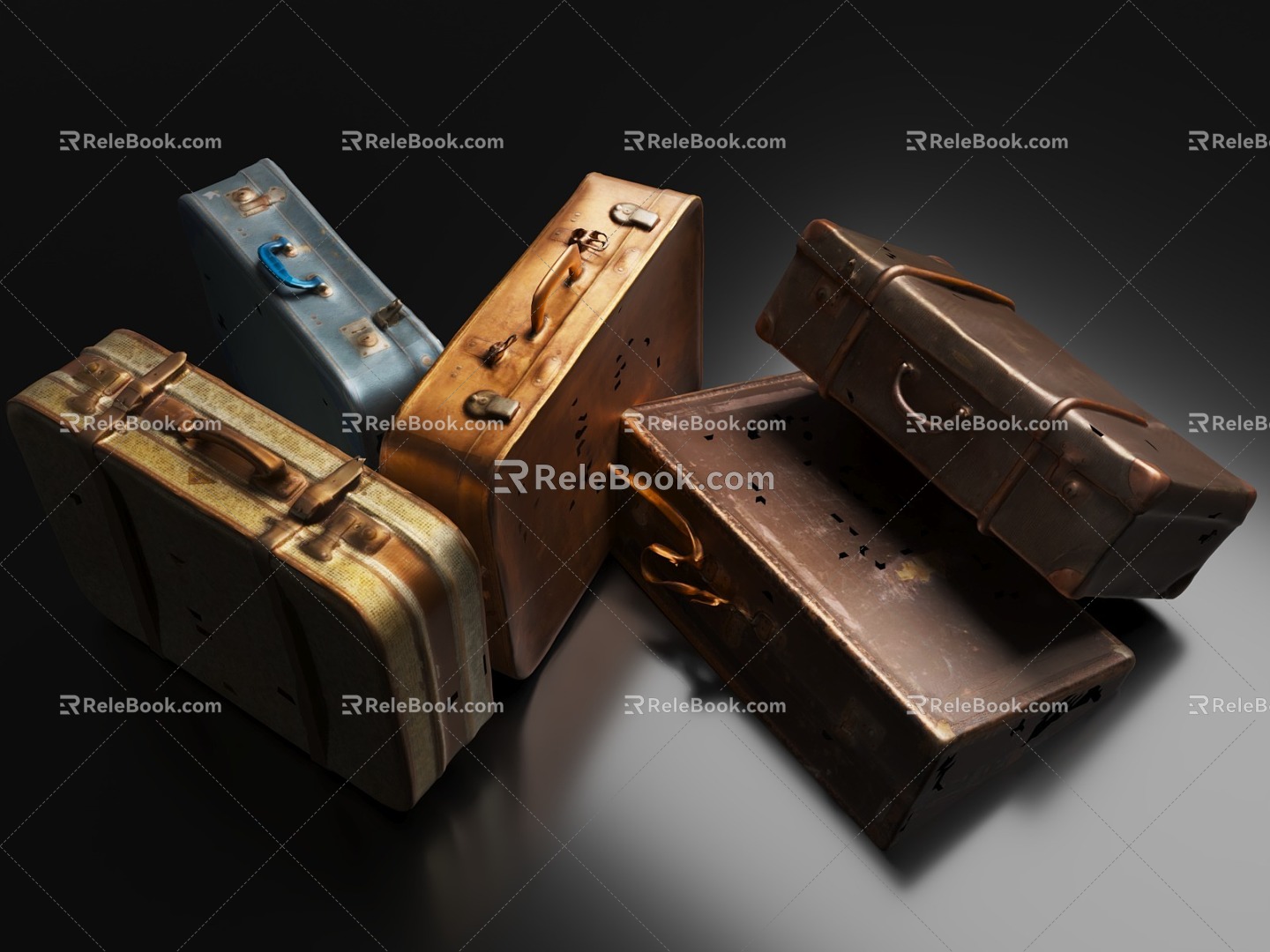 Vintage Suitcase Luggage Combo 3d model