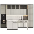 Modern Kitchen Cabinets With Marble Countertop Sink Coffee Machine And Oven