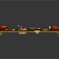 Assorted Delicious Foods Including Roast Meat Vegetables Sauces and Desserts on Wooden Platter