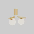 Modern Brass Wall Lamp With Two Globe Shades And Sleek Design 3d model