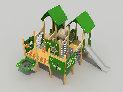 Modern slide children's non-standard wooden slide 3d model