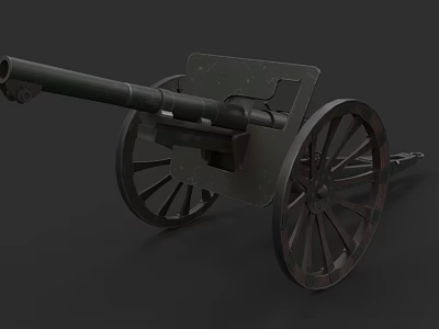 Antique Weapon Vintage Cannon With Large Wooden Wheels And Iron Barrel 3d model