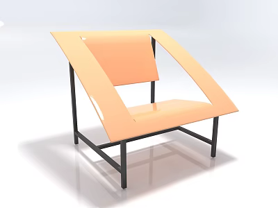 Modern Orange Single Chair With Black Metal Frame And Minimalist Design 3d model