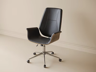 Modern Black Leather Office Chair With Chrome Swivel Base And Ergonomic Design 3d model