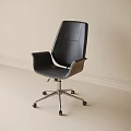 Modern Black Leather Office Chair With Chrome Swivel Base And Ergonomic Design