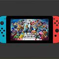 Portable Game Console With Blue Red Controllers Displaying Super Smash Bros Vibrant Graphics