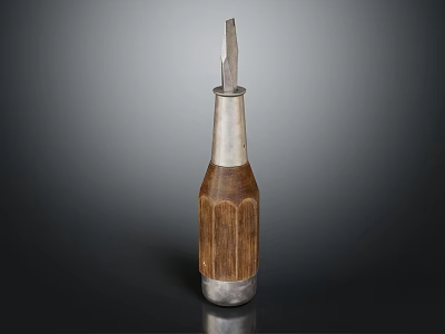 Professional Hardware Screwdriver Tool With Metal Head And Sturdy Wooden Handle Design 3d model