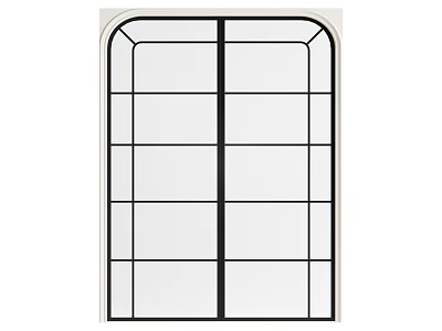 Modern Interior Double Doors With Grid Pattern Glass Panels And Black Frames 3d model