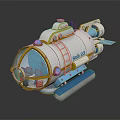Pioneer 23 Spacecraft 3D Model With Transparent Cockpit And Blue Yellow Design