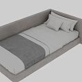 Modern Single Sofa with Light Gray Fabric Cushions and Throw Blanket 3d model