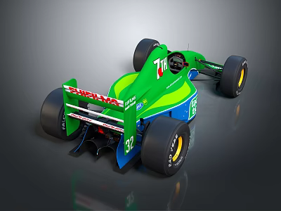 Green And Blue Electric Toy Racing Car With DAPALMA Logo And Numbers 71 34 Design 3d model