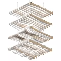 Modern Sculptural Layered Wave Shaped Chandelier With White And Beige Metal Strips Design