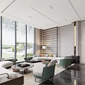 Modern Luxury Real Estate Sales Office Lobby With Marble Decorations And Residential Project Sand Table