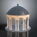 Classical Dome Structure With Black Roof And Stone Columns On Circular Base 3d model