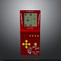 Red Game Boy Classic Handheld Gaming Device With Block Game Display And Yellow Direction Pad