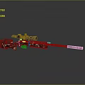Tactical Sniper Rifle With Red And White Pattern Design And Scope Attachment 3d model