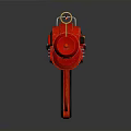 Red Steampunk Mechanical Gun with Gear Details Barrel and Vintage Grip Design
