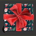 Festive Green Gift Box With Red Bow And Santa Claus Patterns Handle Design