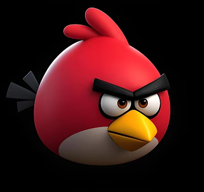 Angry Birds Red Bird Game Character With Angry Expression Red Body Black Eyebrows Yellow Beak 3d model