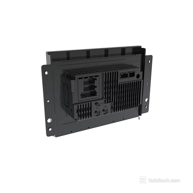Industrial Black Panel Electronic Device With Mounting Holes And Cooling Vents 3d model 
