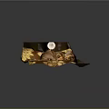 Cute Brown Puppy Sleeping Comfortably on Floral Pattern Dog Bed with Yellow Accents