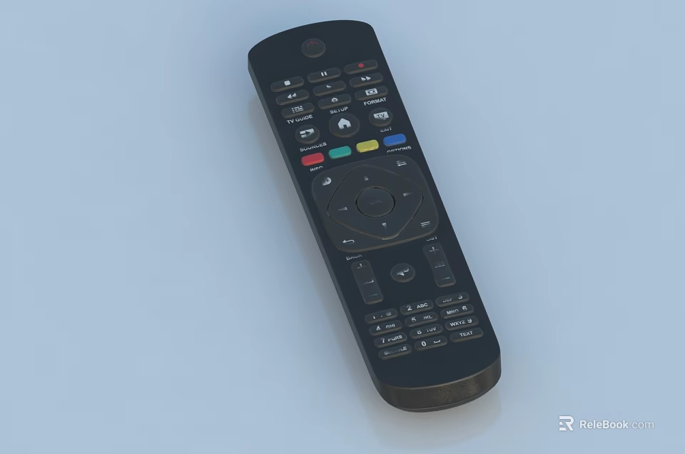 Smart Television Remote Control With Colorful Buttons And Digital Function Keys Design 3d model