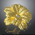 Golden Plant Leaves Forming Flower Shaped Decorative Ornament With Shiny Surface
