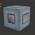 Metallic Cube Shaped Industrial Equipment With Square Openings And Top Cover