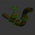 Rusty Metal Industrial Hardware Pipe Valve With Handwheel And Flange Connections